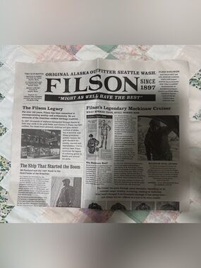 Filson *RARE Mackinaw Cruiser Tin Cloth Decor Country Lifestyle Newspaper